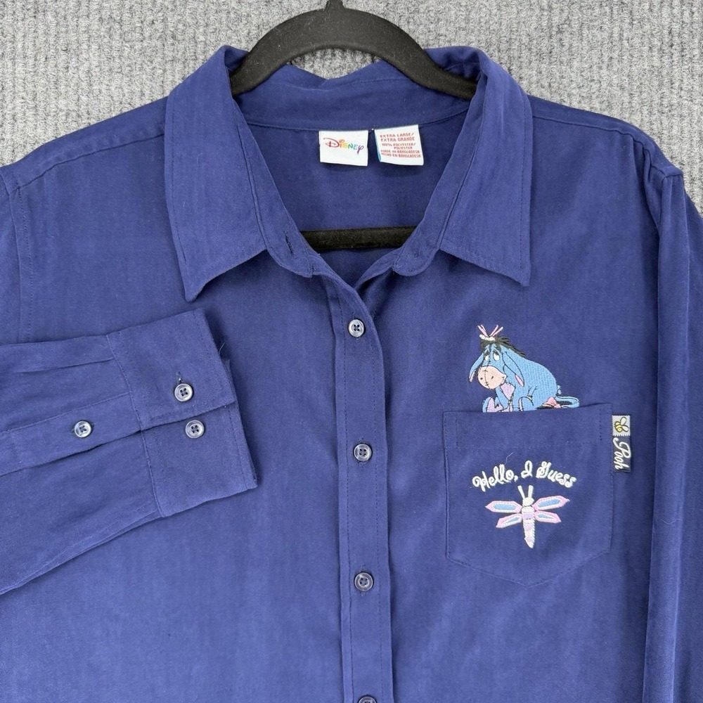 Vintage Disney Eeyore Hello I Guess embroidered button up shirt women's XL